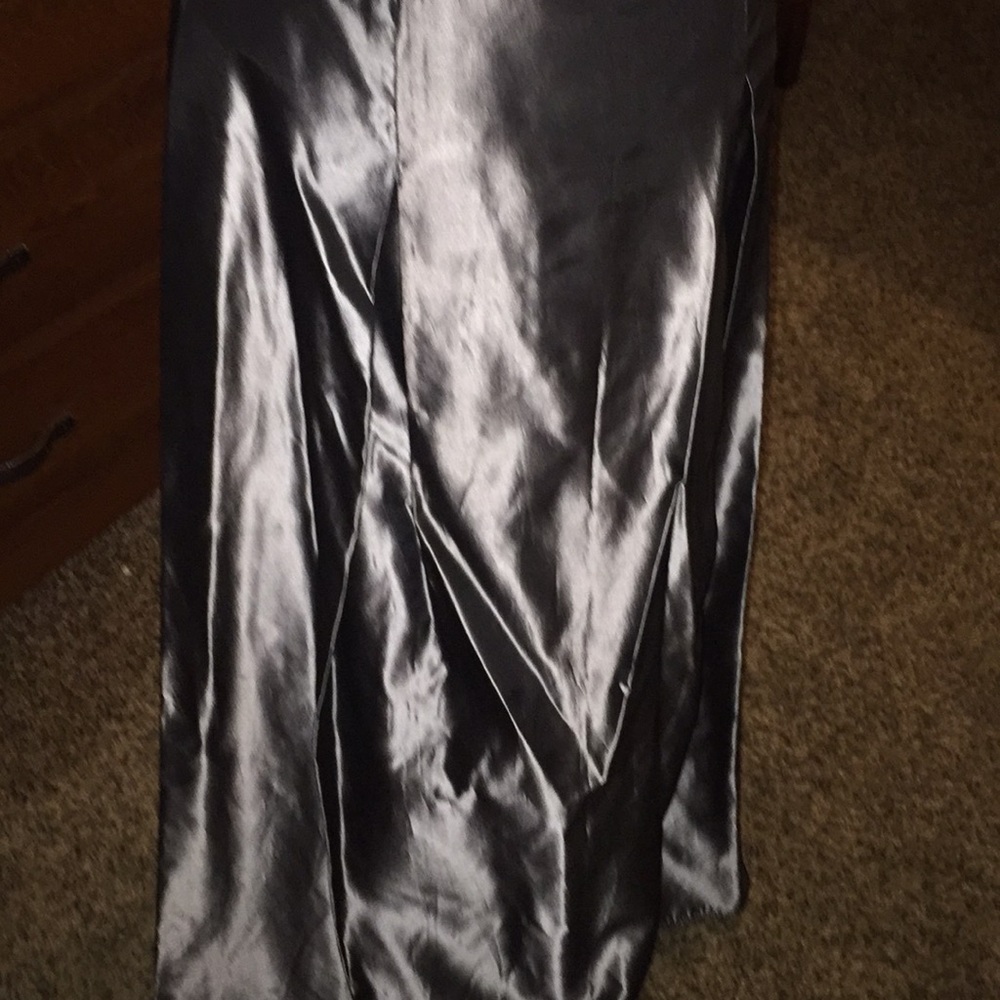 Platinum A line long satin skirt